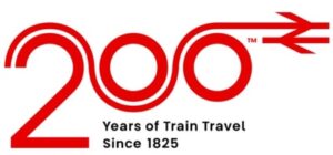 Railway 200 logo, 200 years of Train Travel since 1825