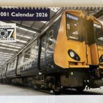 Front cover of 507001 calendar showing 001 in the shed at Derby.