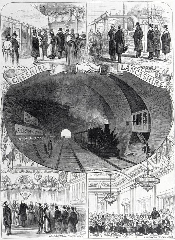 Illustration of the opening of the Mersey Railway